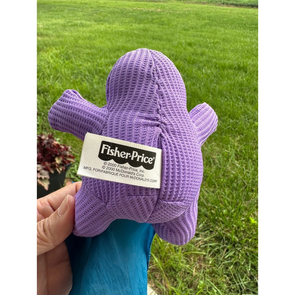 Vintage2000 McDonald Grimace Plush Fisher-Price Waffle Knit Purple Toy with Cape - Picture 6 of 6